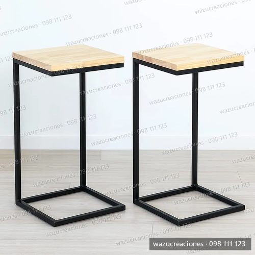 2 Mesas Auxiliares Arrime Sofa Cama Sillon Laptop Desayuno Negro