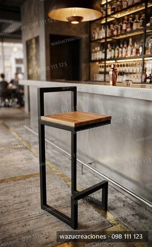 Banco Pie Falso Con Respaldo Estilo Industrial Banqueta Satinado Negro