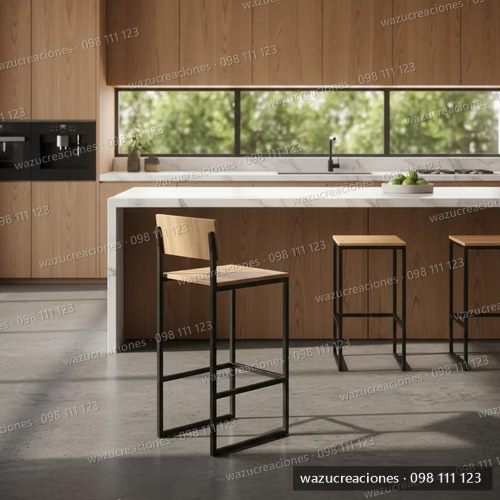 Banco Taburete Barra Bar Desayunador Finger Banqueta Wazu  Negro