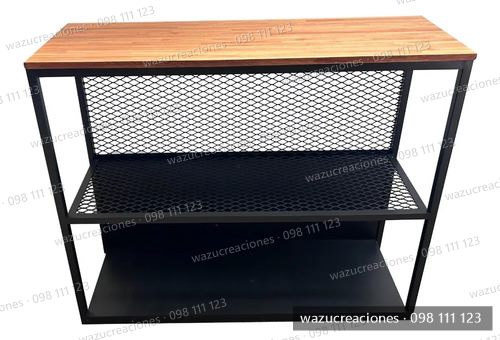 Barra Desayunadora Alta Isla Hierro Y Madera Mesada Finger 