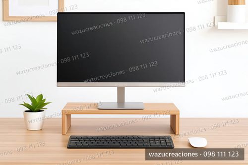 Elevador De Madera De Monitor Wazu Creaciones Blanco