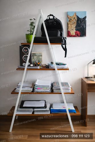 Estantería Biblioteca Hierro Y Madera En Escalera 