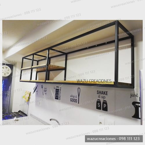 Estanteria De Madera Y Hierro Wazu Creaciones 200 Cm Beige