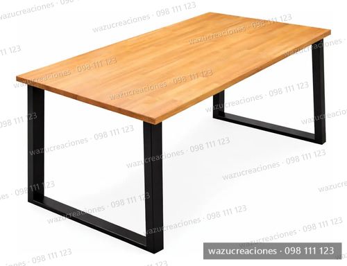 Mesa Comedor Estilo Industrial Patas Trapecio Cristal