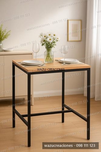 Mesa Desayunador Almuerzo Cocina Bar Finger Pasa Platos Negro