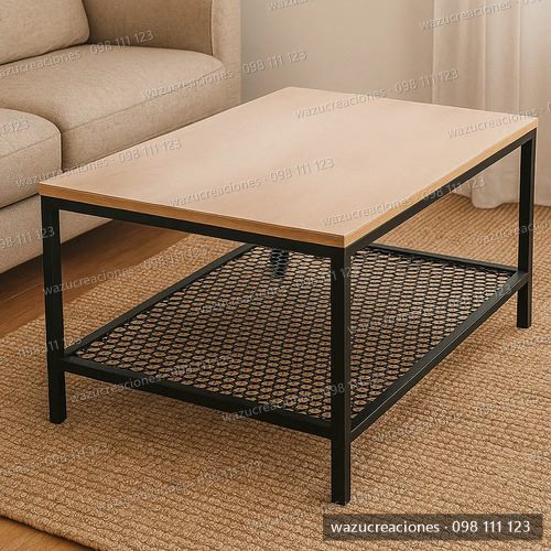 Mesa Hierro Y Madera Estante Industrial