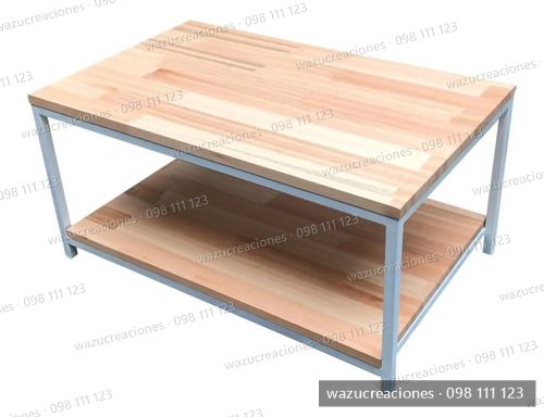 Mesa Ratona Hierro Y Madera Estilo Industrial Living Cafe Negro