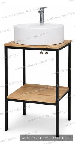 Mueble Baño Bacha Hierro Y Madera Estilo Industrial
