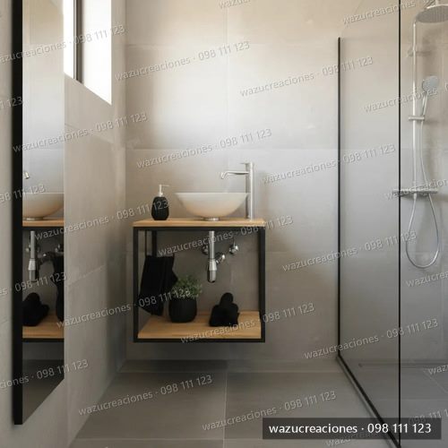Mueble Baño Bacha Hierro Y Madera Estilo Industrial Mesada 
