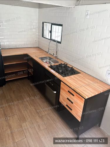 Muebles Para Cocina Bajomesada Aereo Finger Industrial  Negro