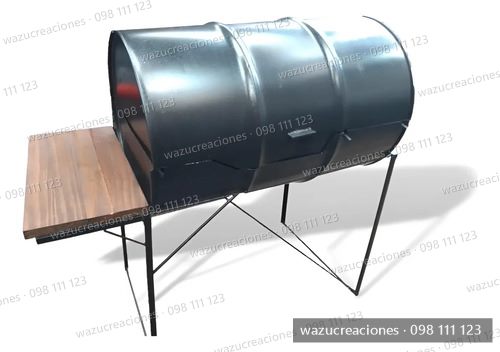 Parrillero Medio Tanque Con Tapa Y Mesa Parrilla Barbacoa