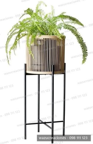 Porta Macetas Hierro Plantas Macetero Jardin  Negro