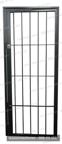 Puerta Reja Dos Cerrojos Hierro Cerramiento Seguridad