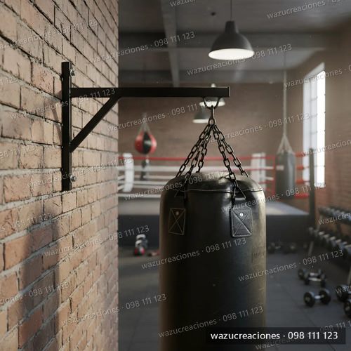 Soporte Bolsa De Box Boxeo Pared Colgar Saco Metal Negro