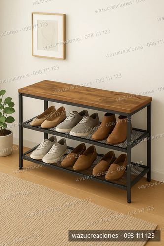 Zapatera Con Estantes De Malla, Organizador Wazu Creaciones Negro